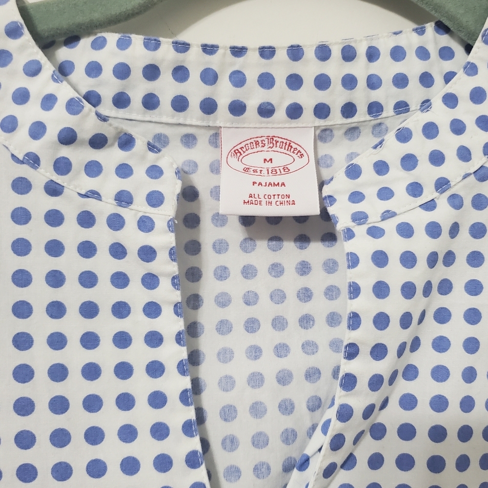 Brooks Brothers Blue and White Cotton Polka Pajama Set Women Medium - Picture 3 of 7